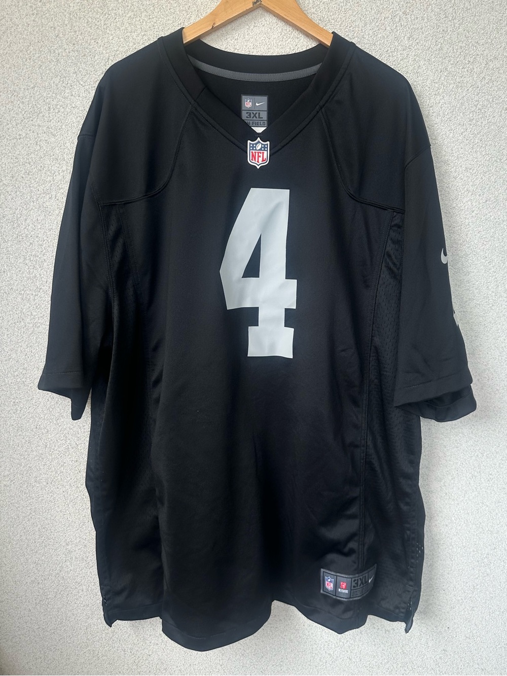 Nike NFL Las Vegas Raiders Derek Carr #4 On Field Jersey Black Men’s 3XL